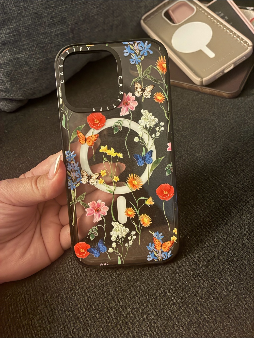 Casetify Black Floral & Butterfly MagSafe Phone Case
